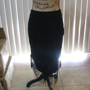 NWOT Bebe black fringe asymmetrical skirt S small